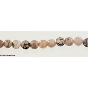 Säröakaatti harmaa fasetti pyöreä 10 mm, n. 38 cm nauha