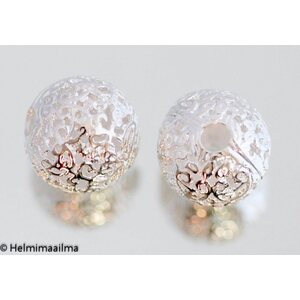Metallihelmi filigree pyöreä 14 mm hopeanvärinen, 2 kpl