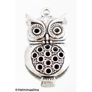 Riipus pöllö 34,5 x 21 mm antiikkihopea, 4 kpl