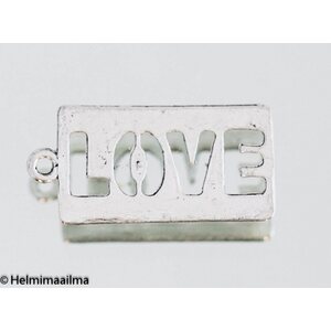 Riipus "LOVE" 23 x 11,5 mm antiikkihopea, 4 kpl
