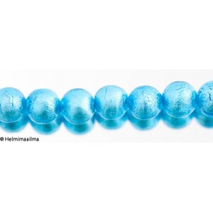 Hopeafoliohelmi pyöreä 14 mm vahva turkoosi, 1 kpl