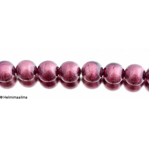 Hopeafoliohelmi pyöreä 12 mm tumma ametisti, 1 kpl