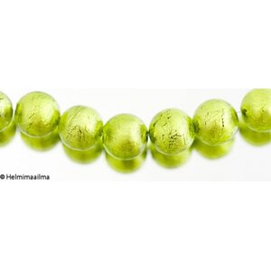 Hopeafoliohelmi pyöreä 14 mm limenvihreä, 1 kpl
