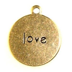 Trinity Brass Riipus pyöreä "love" 13 mm antiikkikulta, 1 kpl