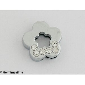 Metallihelmi tabletti kukka kirkkailla kristalleilla 12 mm, 1 kpl
