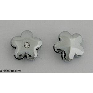 Metallihelmi tabletti kukka kirkkaalla kristallilla 12 mm, 1 kpl