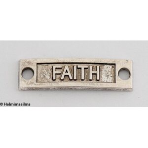 Korulinkki "FAITH" 34 x 9 mm antiikkihopea, hiukan kaareva, 4 kpl