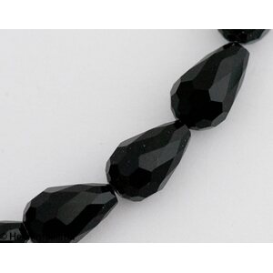 Fasettihiottu pisarahelmi musta 15x10 mm, 2 kpl