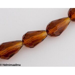 Fasettihiottu pisarahelmi ruskea 15x10 mm, 2 kpl