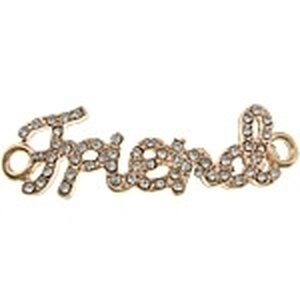 Korulinkki "Friend" kirkkailla kristalleilla ruusukullan värinen 46 x 13 mm, 1 kpl