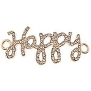 Korulinkki "Happy" kirkkailla kristalleilla ruusukullan värinen 46 x 16 mm, 1 kpl