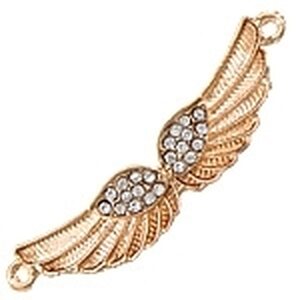 Korulinkki siivet kirkkailla kristalleilla ruusukullan värinen 50 x 16 mm, 1 kpl