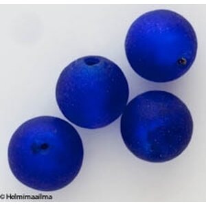 Hopeafoliohelmi huurrettu tummansininen pyöreä 14 mm, 1 kpl