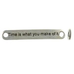 Korulinkki "Time is what you make of it" 44 x 7 mm antiikkihopea, 1 kpl
