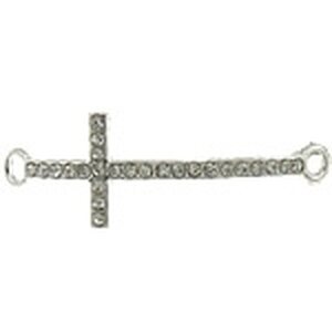 Korulinkki risti kirkkailla kristalleilla hopeanvärinen 46 x 15 mm, 1 kpl