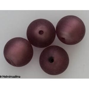 Hopeafoliohelmi huurrettu tumma ametisti pyöreä 14 mm, 1 kpl