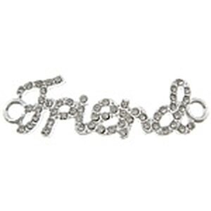 Korulinkki "Friend" kirkkailla kristalleilla hopeanvärinen 46 x 13 mm, 1 kpl