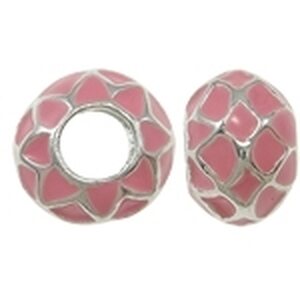 Pandora metallihelmi emaloitu vaaleanpunainen 11 x 8 mm, 1 kpl