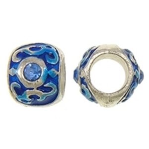 Pandora metallihelmi emaloitu sininen ja siniset kristallit 9 x 10 x 7 mm antiikkihopea, 1 kpl