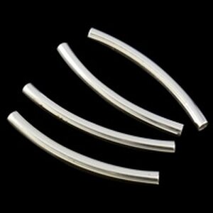 Metallihelmi putki hiukan kaareva hopeanvärinen 34 mm, 5 kpl