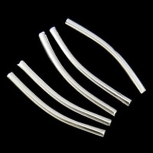Metallihelmi putki hiukan kaareva hopeanvärinen 30 mm, 5 kpl