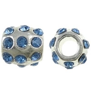 Pandora metallihelmi vaaleansinisillä kristalleilla hopeanvärinen 10 x 10 mm, 1 kpl