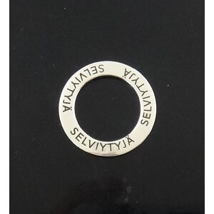 Metallihelmi / rengas "SELVIYTYJÄ" 22 mm hopeanvärinen, 1 kpl