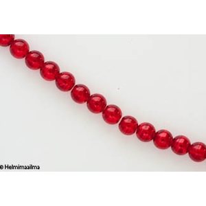 Lasihelmi pyöreä 8 mm hopeafolioraita, punainen, n. 81 cm nauha