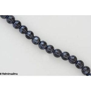 Lasihelmi pyöreä 8 mm hopeafolioraita, siniharmaa, n. 81 cm nauha