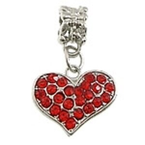 Pandora riipus sydän 15 x 18 mm punaisilla kristalleilla platinanvärinen, 1 kpl