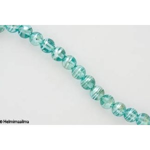 Lasihelmi pyöreä 8 mm hopeafolioraita, vaaleanvihreä, n. 81 cm nauha