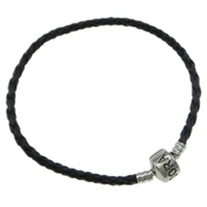 Pandora ranneketju punottu musta nahka pituus n. 20 cm, 1 kpl