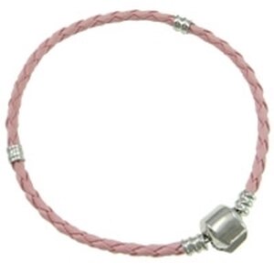 Pandora ranneketju punottu vaaleanpunainen nahka pituus n. 19 cm, 1 kpl