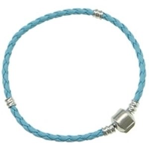 Pandora ranneketju punottu vaaleansininen nahka pituus n. 19 cm, 1 kpl