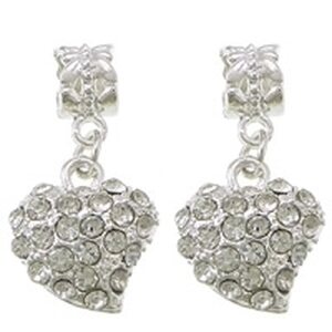 Pandora riipus sydän 15 x 18 x 6 mm kirkkailla kristalleilla hopeanvärinen, 1 kpl