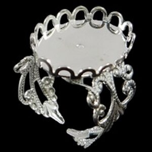 Sormuspohja filigree hopeanvärinen, sisämitta 13 x 18 mm, säädettävä koko, 1 kpl