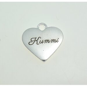 Riipus sydän "Kummi" hopeanvärinen 17,5 x 17 x 3 mm, 1 kpl