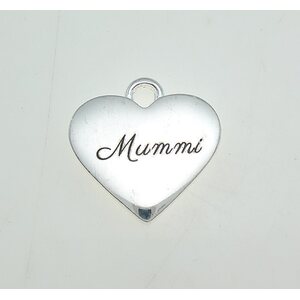Riipus sydän "Mummi" hopeanvärinen 17,5 x 17 x 3 mm, 1 kpl