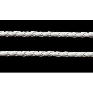 Nahkanyöri punottu valkoinen pyöreä 3 mm, 1 metri