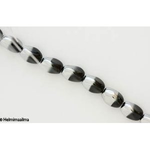 Kristallihelmi twist musta puolihopeoitu 10x13 mm, n. 34 cm nauha
