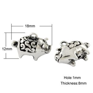 Riipus possu (3D) 15 x 11 x 8 mm antiikkihopea, 2 kpl