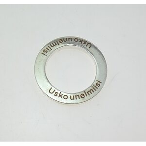 Metallihelmi / rengas "Usko unelmiisi" hopeanvärinen 22 mm, 1 kpl