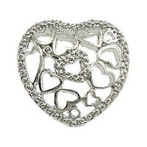 Riipus sydän sydänkuvioilla 21 mm platinanvärinen, 1 kpl