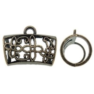 Riipuspidike huiville / huivihelmi kukkakuvio 32 x 18 mm antiikkikuparin värinen, 1 kpl