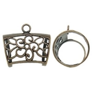 Riipuspidike huiville / huivihelmi kukkakuvio 32 x 25 x 22 mm antiikkikuparin värinen, 1 kpl