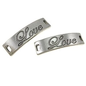 Korulinkki "Love" 39x10x3mm antiikkihopea, 2 kpl