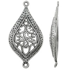 Korulinkki filigree pisara 24x47x5.50mm antiikkihopea, 2 kpl