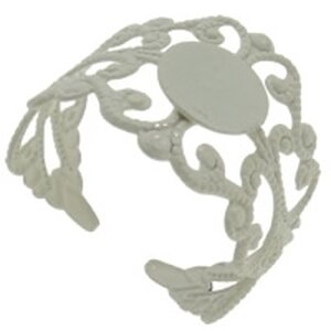 Sormuspohja filigree valkoinen 8 mm liimattava pohja säädettävä koko, 1 kpl