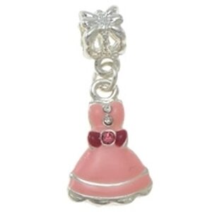 Pandora riipus emaloitu vaaleanpunainen mekko 12,5 x 30 mm, 1 kpl