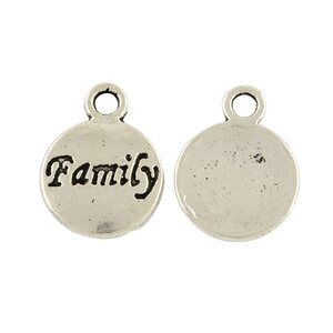 Riipus "Family" 11x15 mm antiikkihopea, 10 kpl